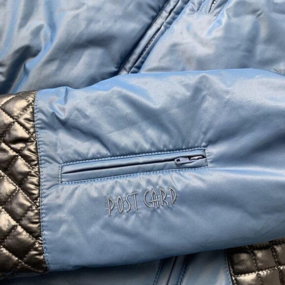 Post Card Ski Jacket Women's Size 6 Blue and silver Full Zip Puffer - Picture 9 of 16